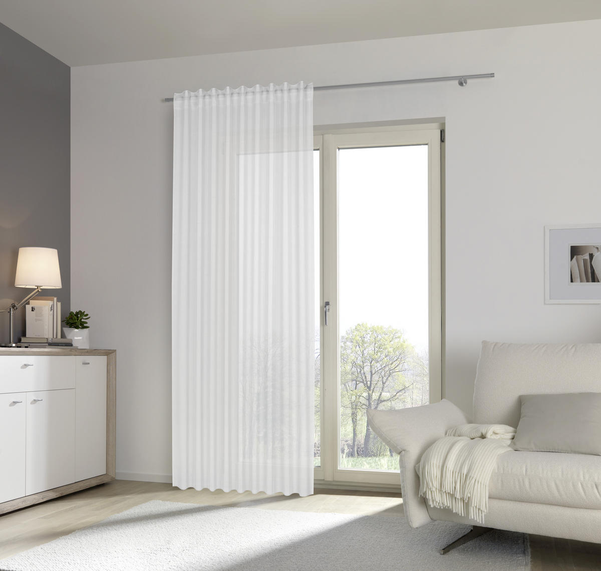 KUSOVÁ ZÁCLONA, 140/300 cm - bílá, Basics, textil (140/300cm) - Esposa