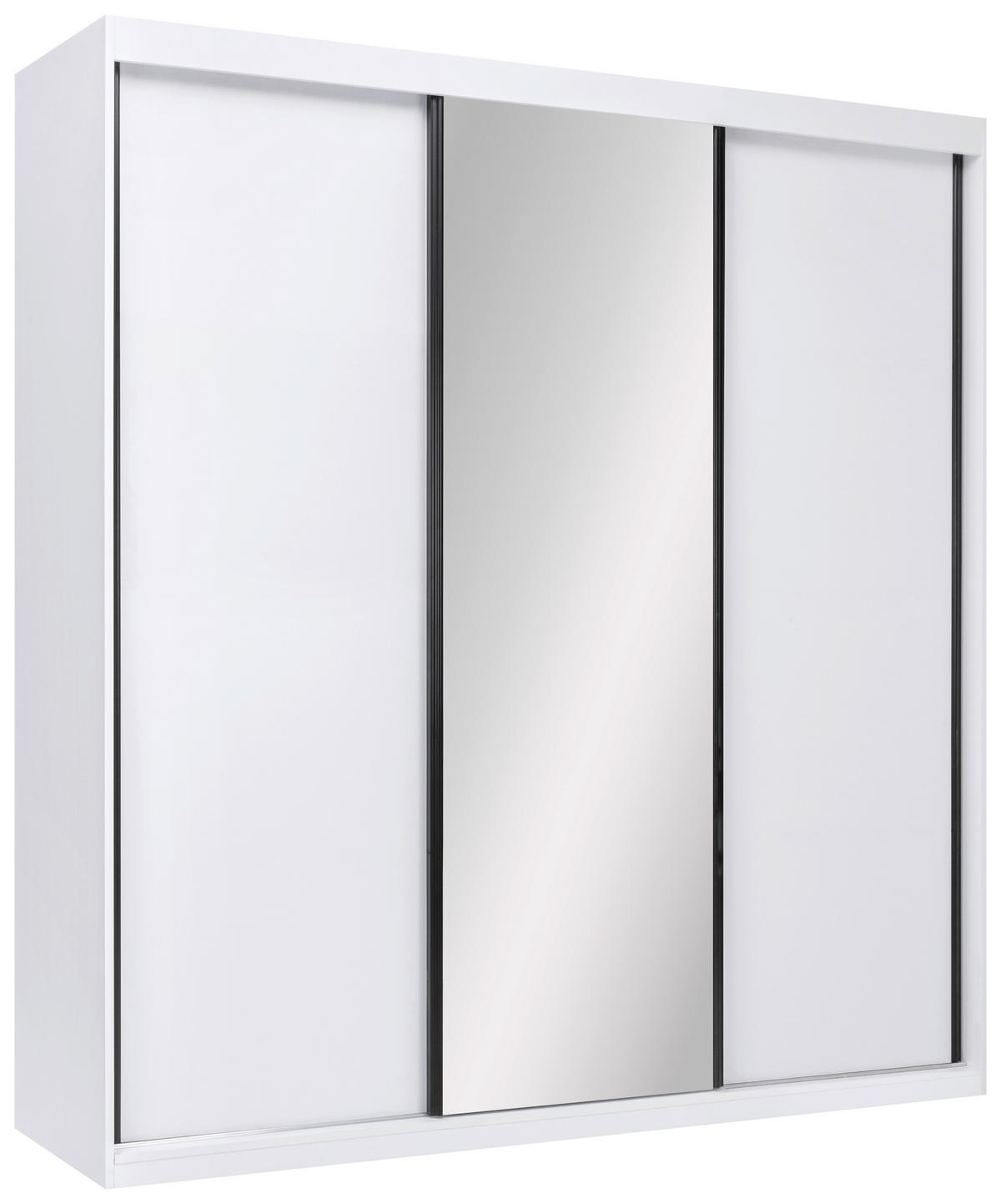 SCHIEBETÜRENSCHRANK 200/215/59,5 cm 3-türig  - Schwarz/Weiß, MODERN, Holzwerkstoff/Metall (200/215/59,5cm) - MID.YOU