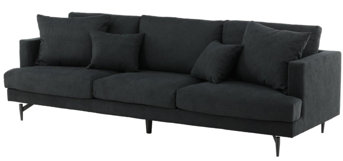 3-SITS SOFFA i metall, textil svart  - svart, Design, metall/textil (259/86/86cm) - Pure Home Comfort