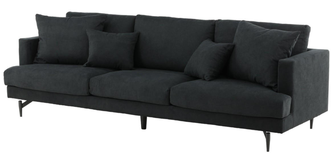 3-SITS SOFFA i textilväv svart  - svart, Design, metall/textil (259/86/86cm) - Pure Home Comfort