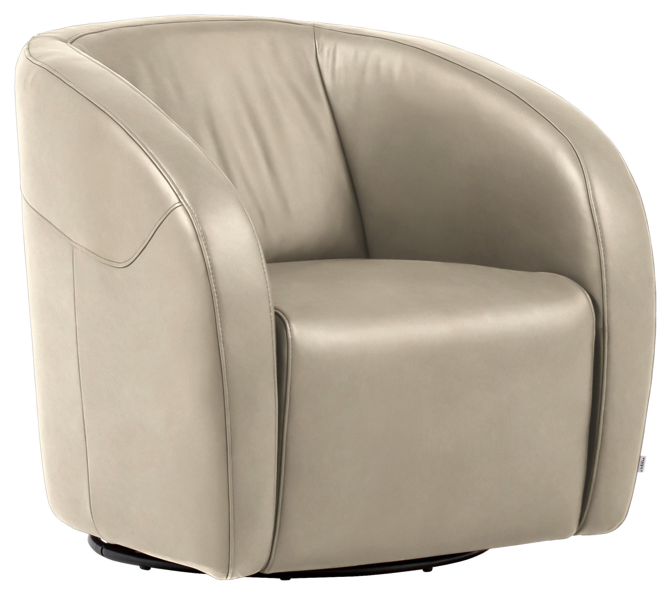 SESSEL in Echtleder Ecru - Ecru/Schwarz, Design, Leder/Kunststoff (80/78/82cm) - Celina
