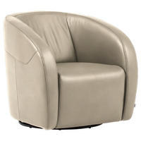 SESSEL in Echtleder Ecru  - Ecru/Schwarz, Design, Leder/Kunststoff (80/78/82cm) - Celina