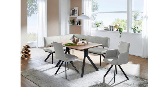 ECKBANK 140/180 cm in Creme, Schwarz - Creme/Schwarz, MODERN, Textil/Metall (140/180cm) - Cantus