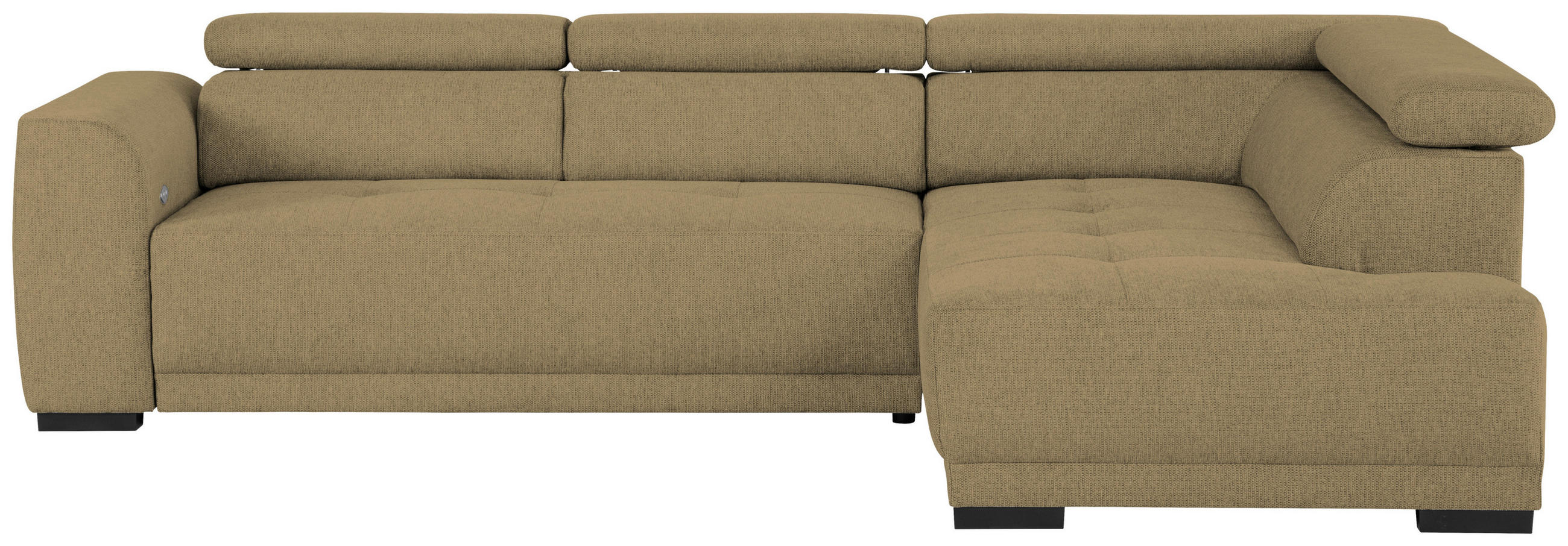 ECKSOFA Ottomane rechts, Eckteil  Olivgrün Struktur  - Schwarz/Olivgrün, Design, Kunststoff/Textil (284/205cm) - Xora