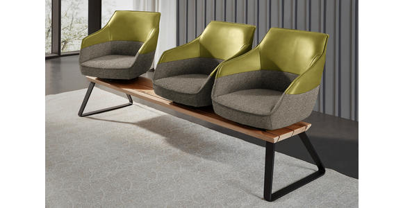 SITZBANK 210/87/67 cm in Grün, Beige, Limette - Beige/Limette, Design, Leder/Holz (210/87/67cm) - Ambiente