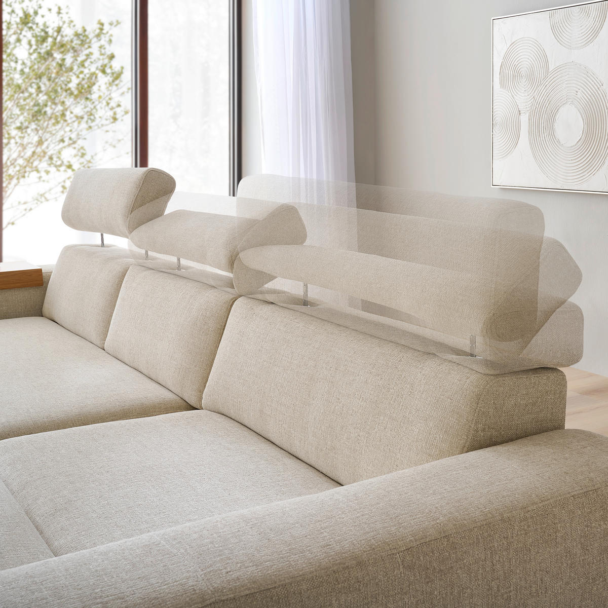 ECKSOFA Naturfarben Chenille  - Eichefarben/Naturfarben, Design, Textil (316/206cm) - Sedda