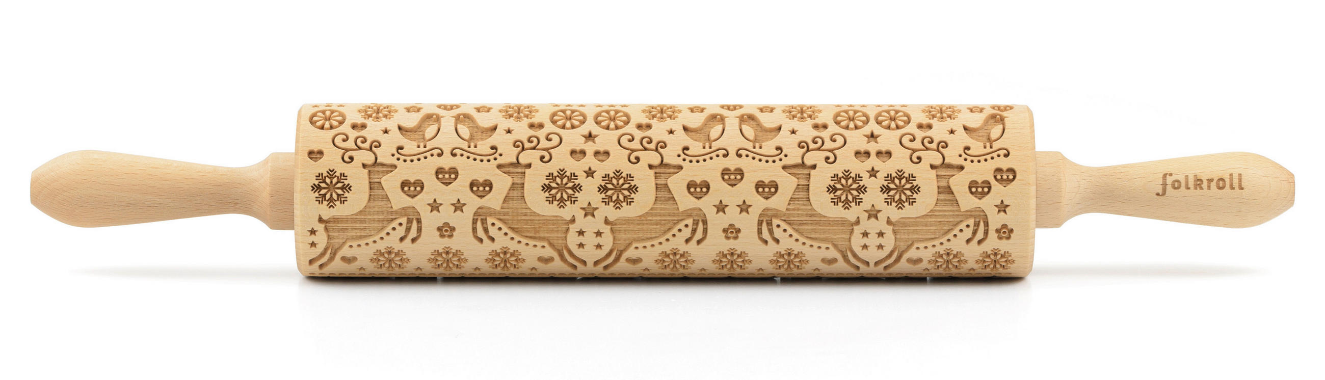 MOTIV-TEIGROLLE - Naturfarben, Basics, Holz (43/6/6cm) - Folkroll