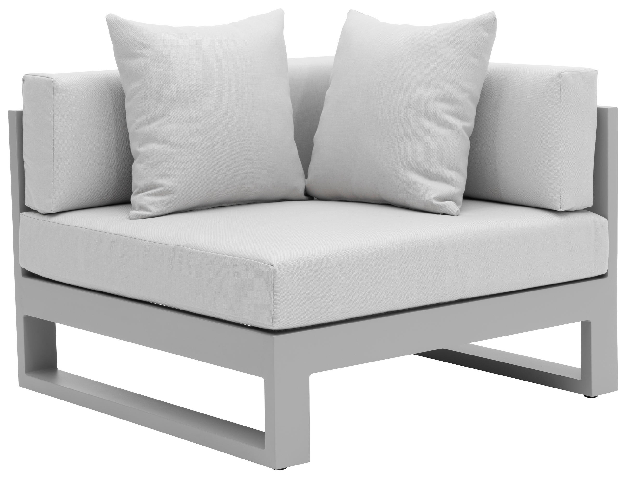 LOUNGEECKTEIL - Hellgrau, Design, Textil/Metall (90/60/90cm) - Amatio