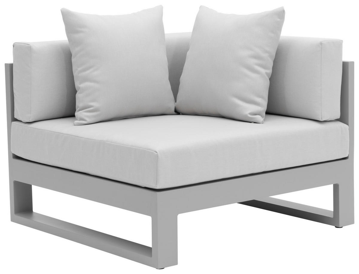 LOUNGEECKTEIL - Hellgrau, Design, Textil/Metall (90/60/90cm) - Amatio