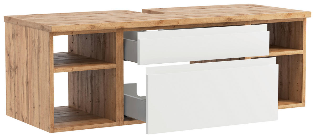 WASCHBECKENUNTERSCHRANK 120/41/47 cm  - Weiss/Eiche Wotan, Modern, Holzwerkstoff (120/41/47cm) - Held