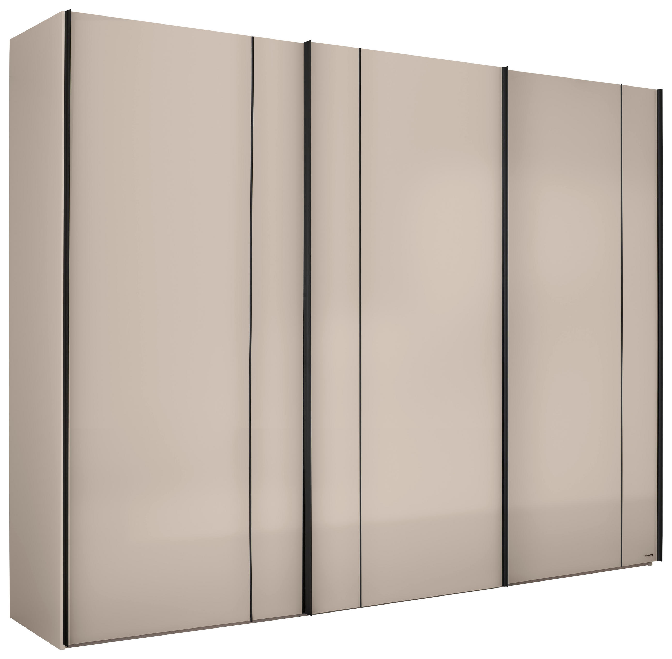 SCHWEBETÜRENSCHRANK 249/240/68 cm,  in Sandfarben, 3  - Sandfarben/Schwarz, Design, Glas/Holzwerkstoff (249/240/68cm) - Musterring