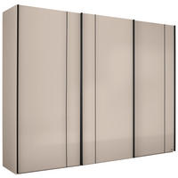 SCHWEBETÜRENSCHRANK 298/222/68 cm,  in Sandfarben, 3 Tür(en)  - Sandfarben/Schwarz, Design, Glas/Holzwerkstoff (298/222/68cm) - Musterring