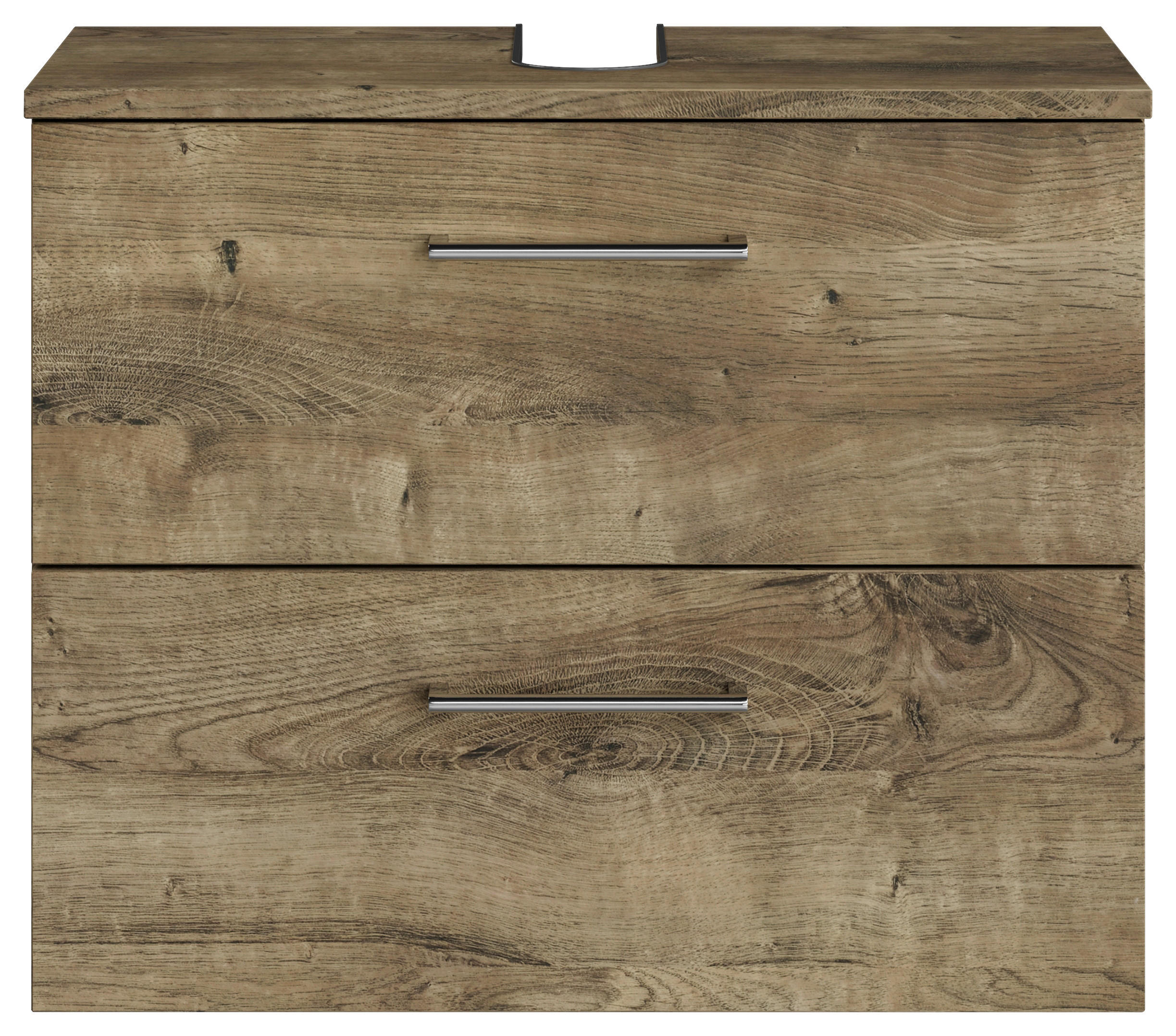 WASCHBECKENUNTERSCHRANK 60/49,8/33,3 cm  - Eiche dunkel/Chromfarben, KONVENTIONELL, Holzwerkstoff/Metall (60/49,8/33,3cm) - Sadena