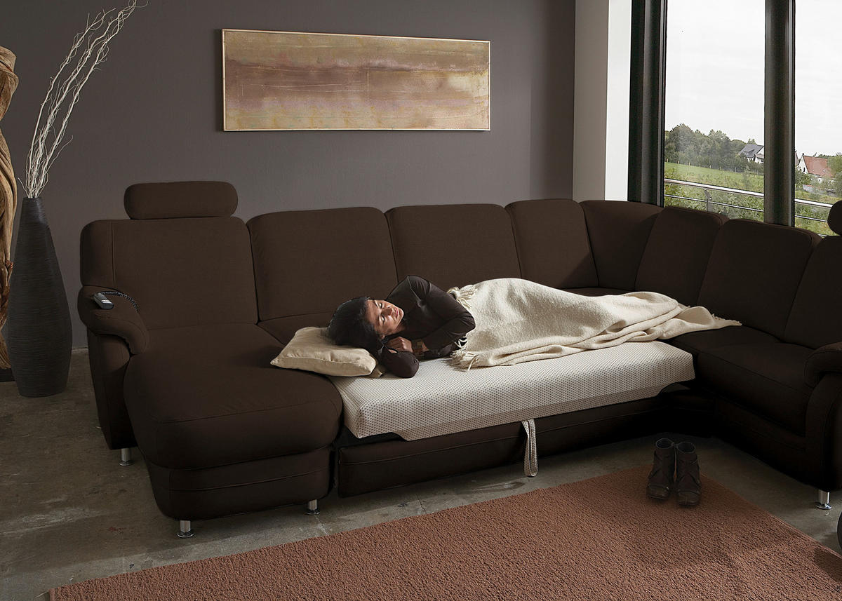 WOHNLANDSCHAFT Echtleder Dunkelbraun  - Dunkelbraun/Alufarben, Konventionell, Leder/Metall (165/329/239cm) - Beldomo Premium