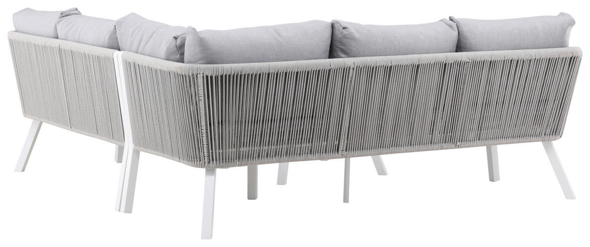 LOUNGEGARNITUR Aluminium  - Weiß/Grau, KONVENTIONELL, Textil/Metall - Gardenson