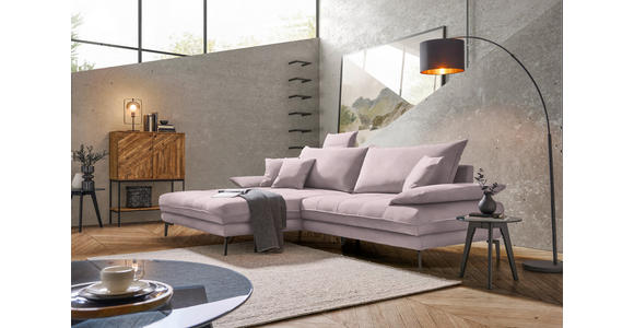 ECKSOFA in Mikrofaser Altrosa  - Schwarz/Altrosa, MODERN, Textil/Metall (173/297cm) - Carryhome