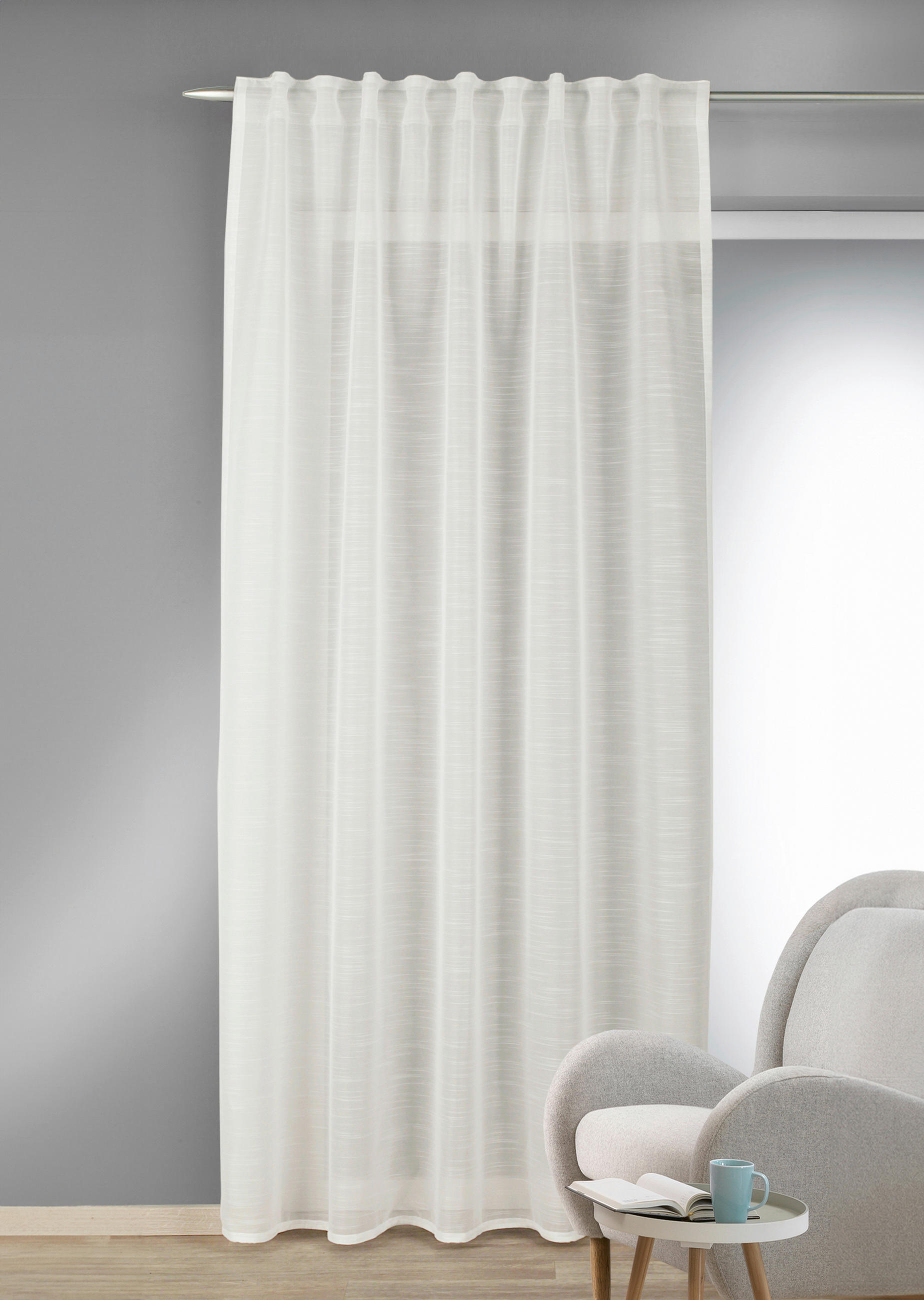 FERTIGVORHANG halbtransparent  - Creme, Basics, Textil (135/245cm)