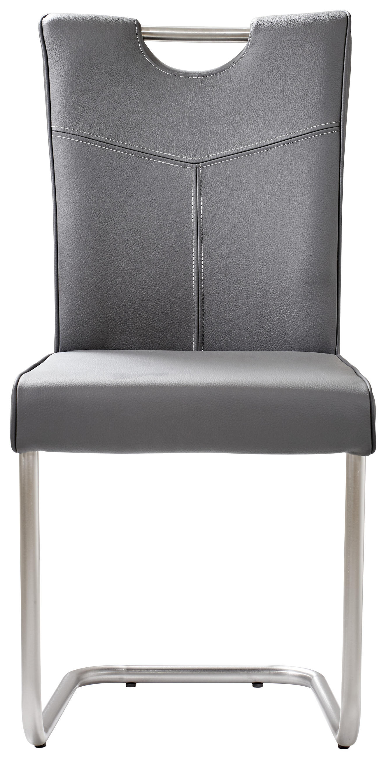 SCHWINGSTUHL  in Edelstahl Echtleder pigmentiert  - Edelstahlfarben/Grau, Design, Leder/Metall (44/99/57cm) - Valdera