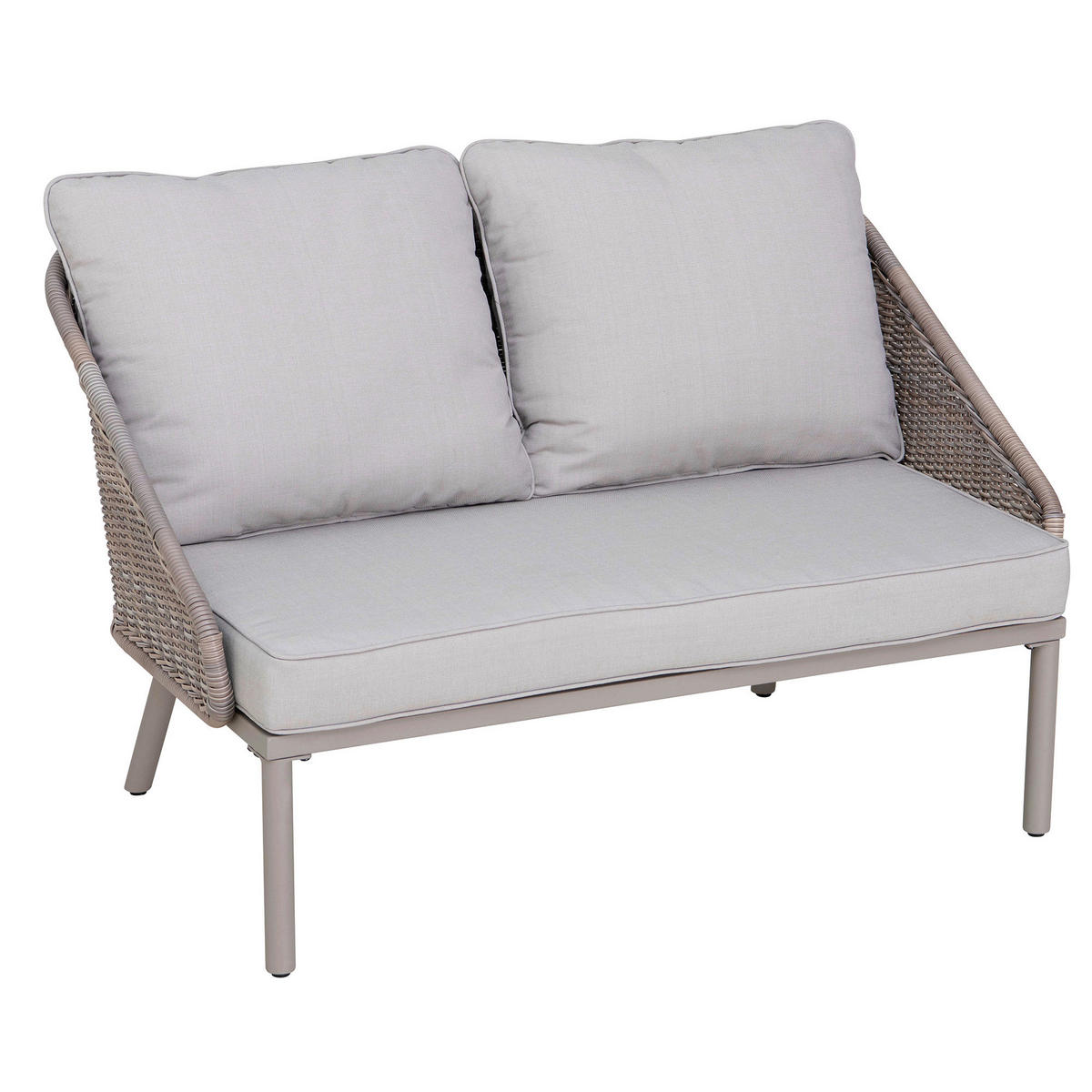DOPPELLIEGE 142/82/128 cm Rattan  - Naturfarben/Grau, Basics, Holz/Kunststoff (142/82/128cm) - Modante