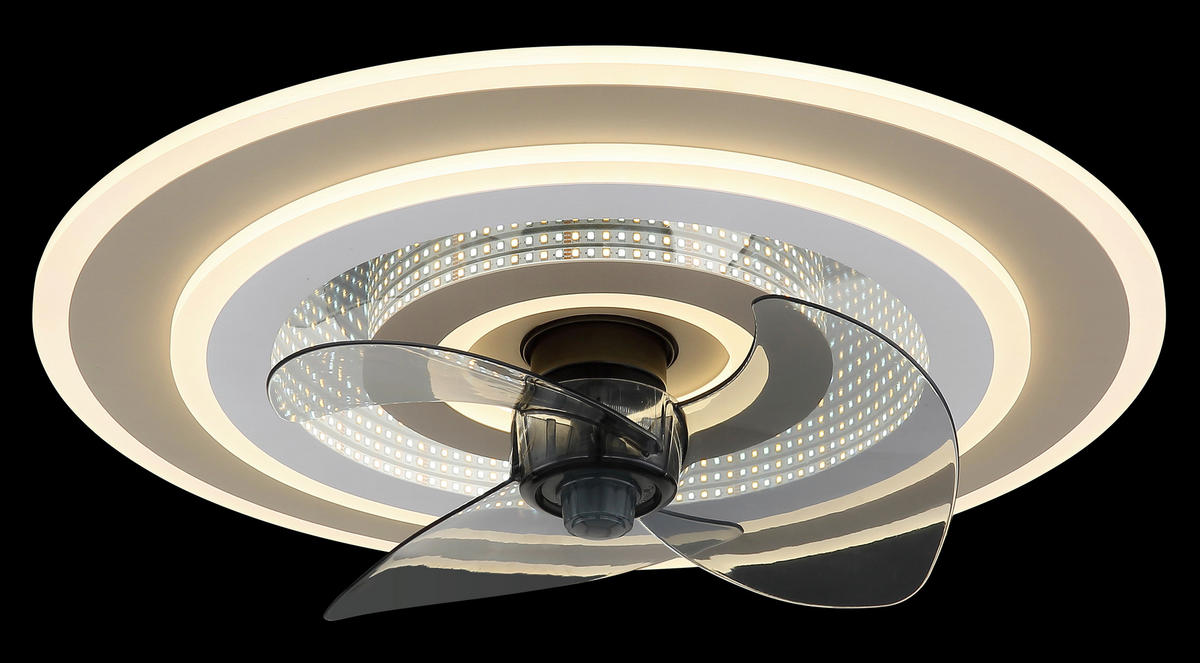 DECKENVENTILATOR - Sandfarben/Chromfarben, Design, Kunststoff/Metall (48/13cm) - Globo
