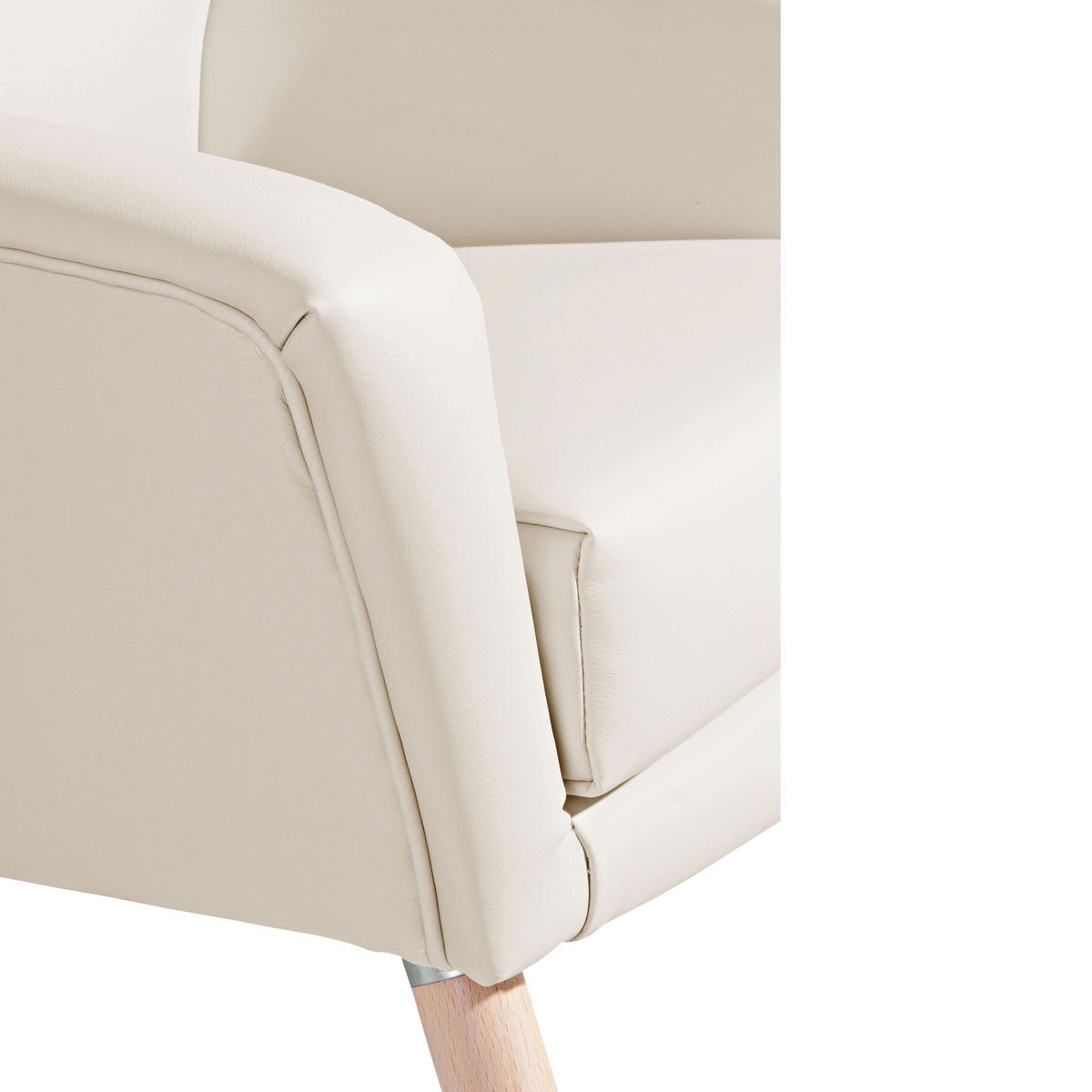 SESSEL in Lederlook Beige  - Beige/Buchefarben, Design, Holz/Textil (67/81/71cm) - Max Winzer