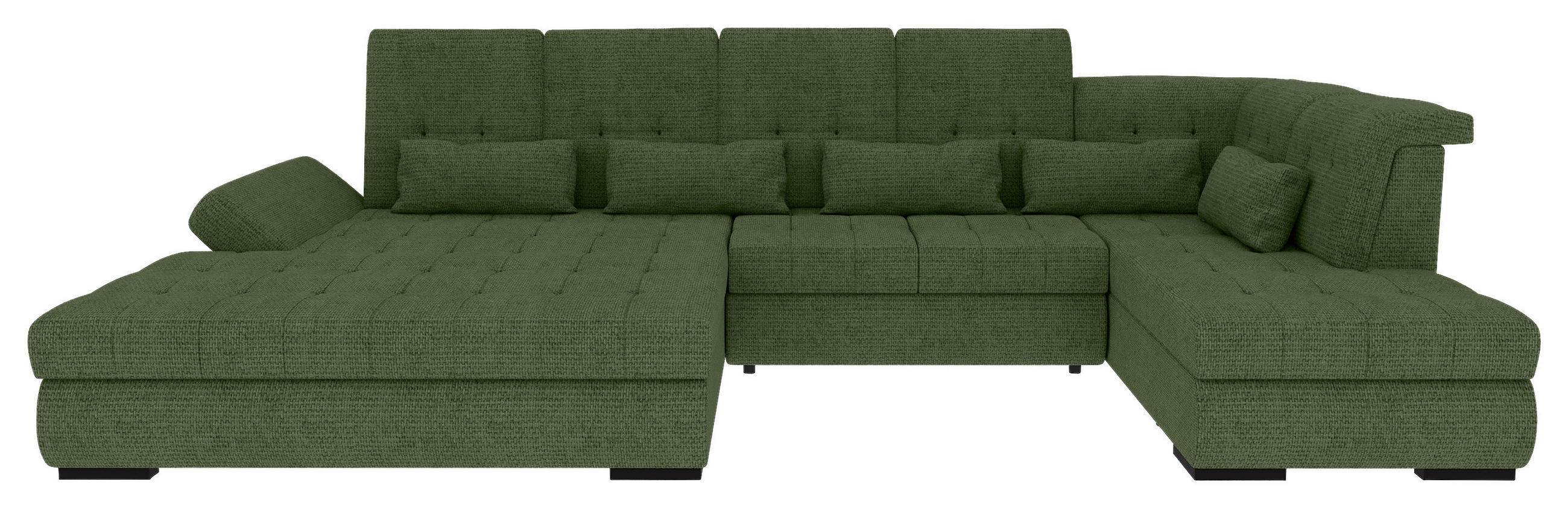 WOHNLANDSCHAFT Olivgrün Struktur  - Schwarz/Olivgrün, KONVENTIONELL, Kunststoff/Textil (212/358/222cm) - Carryhome