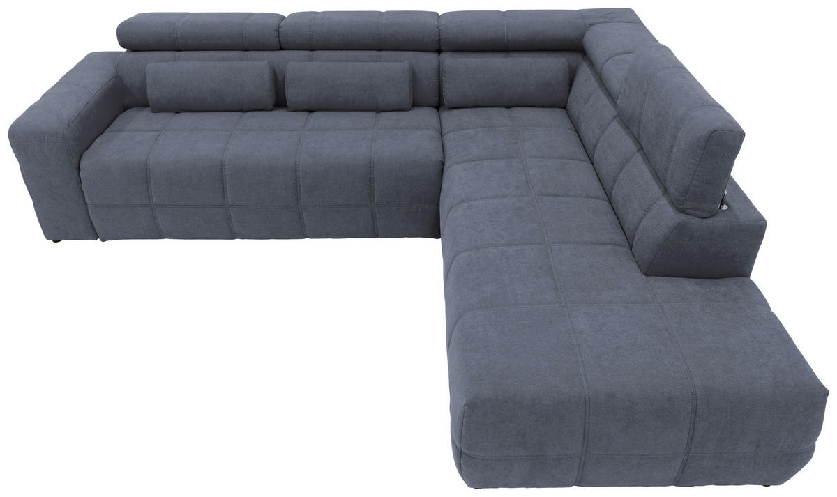ECKSOFA Dunkelgrau Mikrofaser  - Dunkelgrau/Schwarz, Design, Kunststoff/Textil (275/228cm) - MID.YOU
