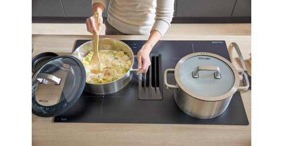 KOCHFELD-DUNSTABZUG-KOMBI DKEX8050IM  - Schwarz, Basics, Glas/Metall (80/23/51cm) - Dieter Knoll