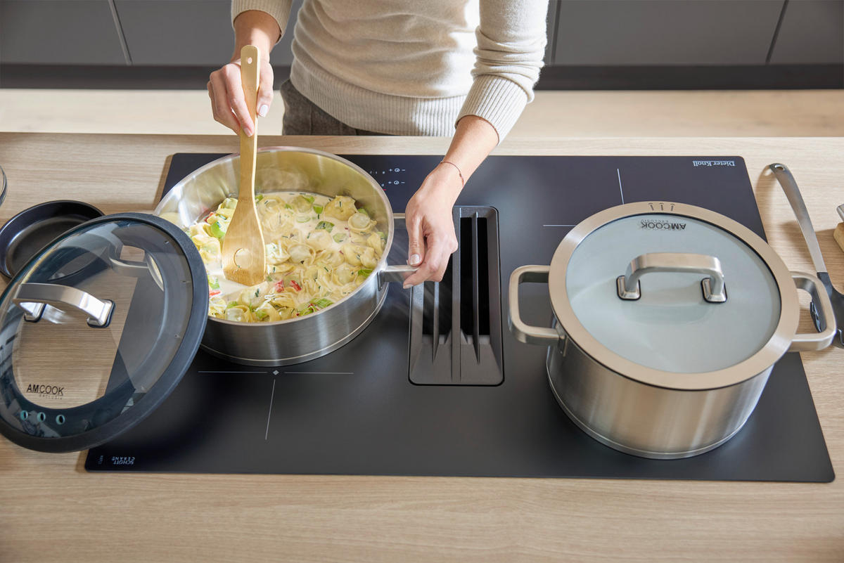 KOCHFELD-DUNSTABZUG-KOMBI DKEX8050IM  - Schwarz, Basics, Glas/Metall (80/23/51cm) - Dieter Knoll