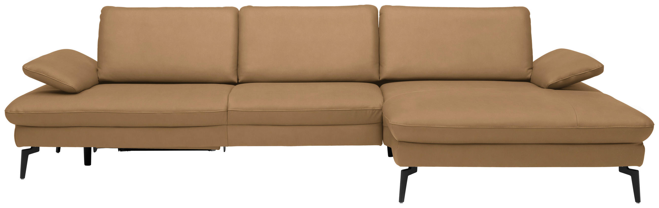 ECKSOFA in Echtleder Honig  - Schwarz/Honig, Design, Leder/Metall (325/157cm) - Dieter Knoll