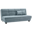 SCHLAFSOFA Mikrovelours Hellblau  - Schwarz/Hellblau, KONVENTIONELL, Textil/Metall (185/85/100cm) - Carryhome