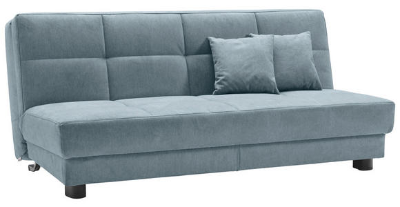 SCHLAFSOFA Mikrovelours Hellblau  - Schwarz/Hellblau, KONVENTIONELL, Textil/Metall (185/85/100cm) - Carryhome