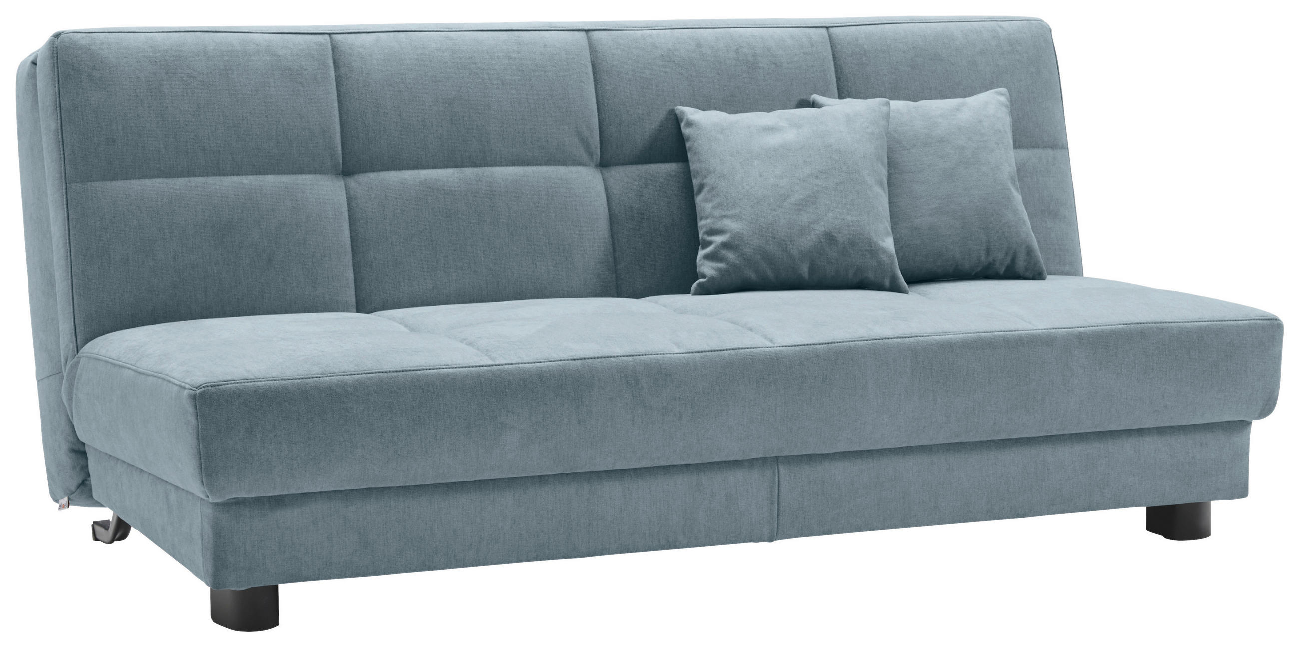 SCHLAFSOFA Mikrovelours Hellblau  - Schwarz/Hellblau, KONVENTIONELL, Textil/Metall (185/85/100cm) - Carryhome
