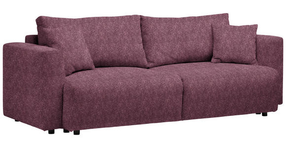 SCHLAFSOFA Velours Bordeaux Zierkissen, Rückenkissen, Bettkasten, Schlaffunktion, Rücken echt  - Bordeaux/Schwarz, Design, Kunststoff/Textil (250/92/105cm) - Carryhome