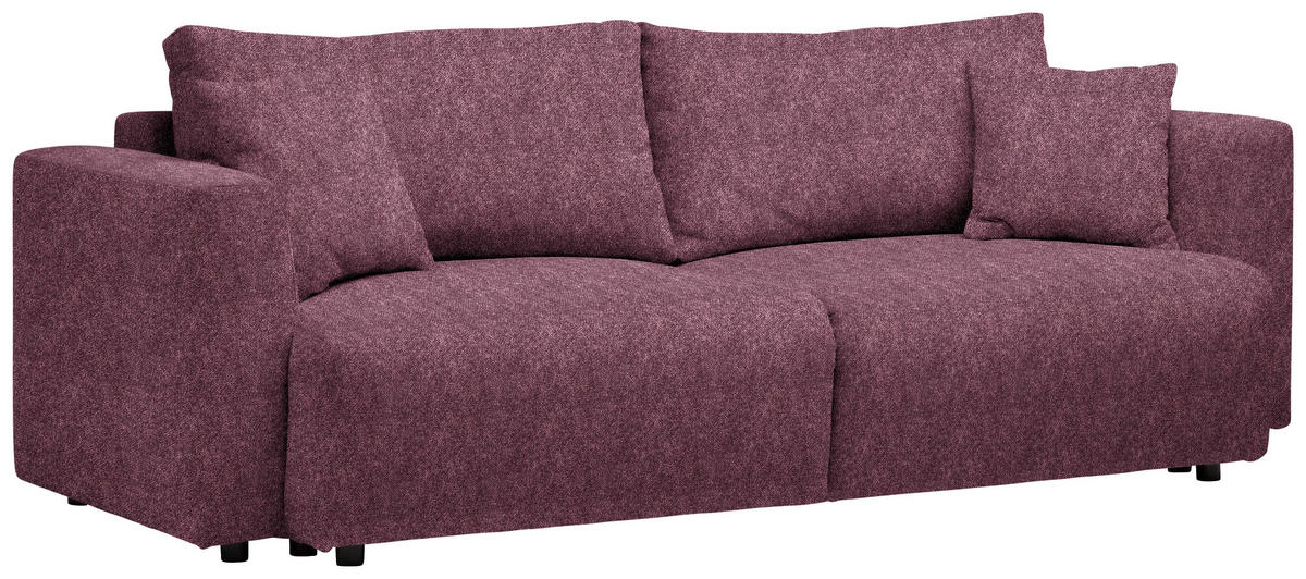 SCHLAFSOFA  mit Stoffauswahl, Schlafen auf Sitzhöhe, Rücken echt Velours Bordeaux  - Bordeaux/Schwarz, Design, Kunststoff/Textil (250/92/105cm) - Carryhome