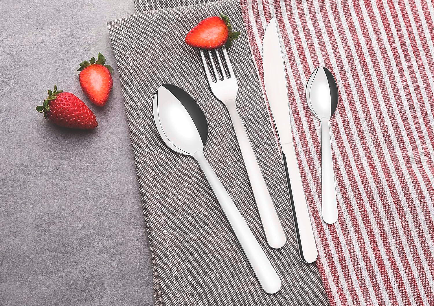 SET PRIBORA ZA JELO  24-dijelni      - srebrne boje, Basics, metal (26/19,5/4,2cm)