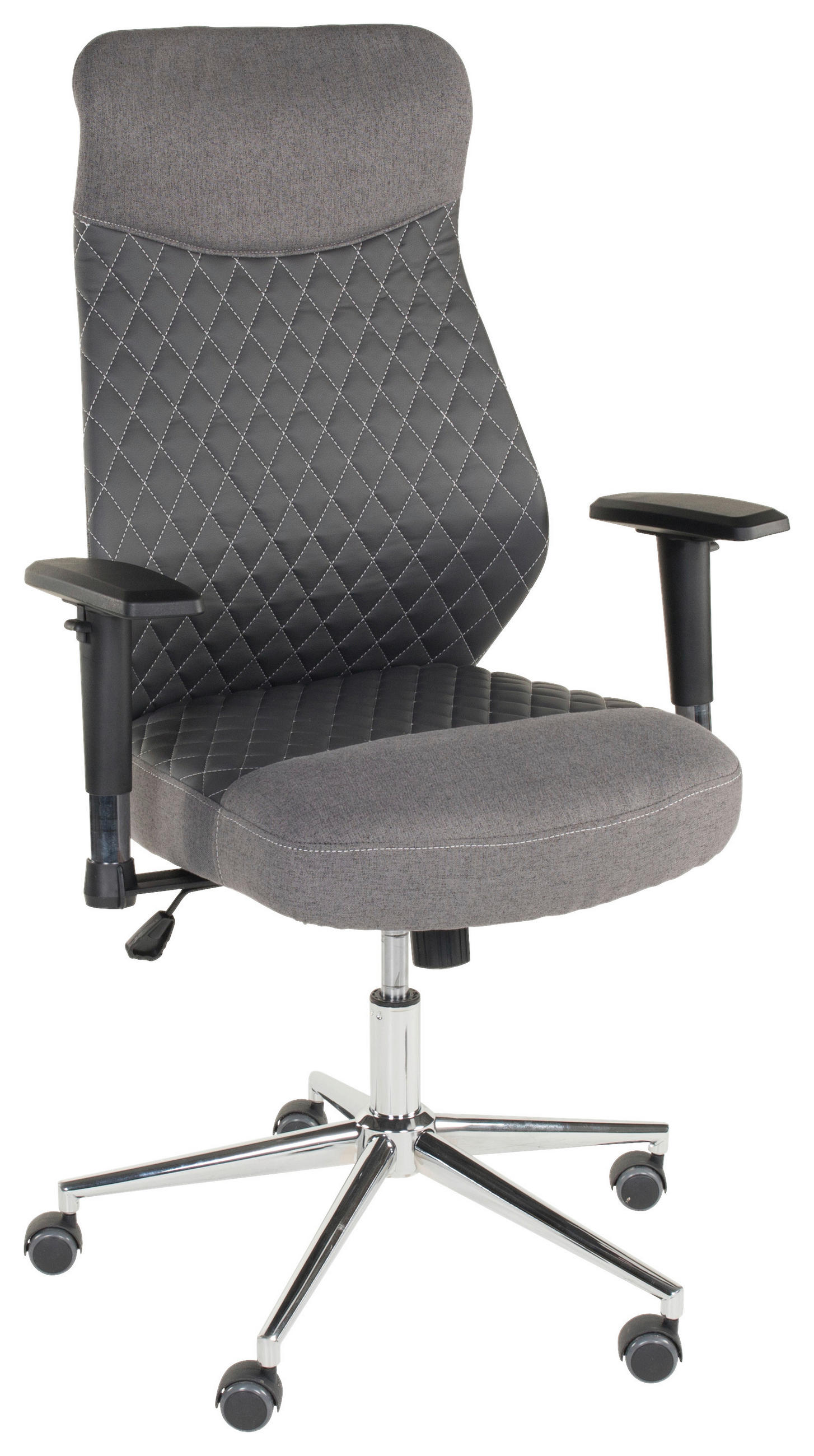 DREHSTUHL Lederlook, Webstoff Anthrazit, Dunkelgrau  - Chromfarben/Dunkelgrau, KONVENTIONELL, Textil/Metall (68/112-120/68cm) - Boxxx