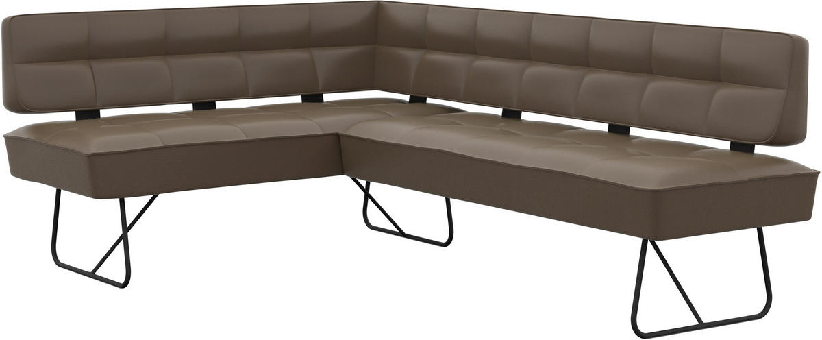 ECKBANK 165/207 cm Echtleder Grau   - Schwarz/Grau, Design, Leder/Metall (165/207cm) - Moderano