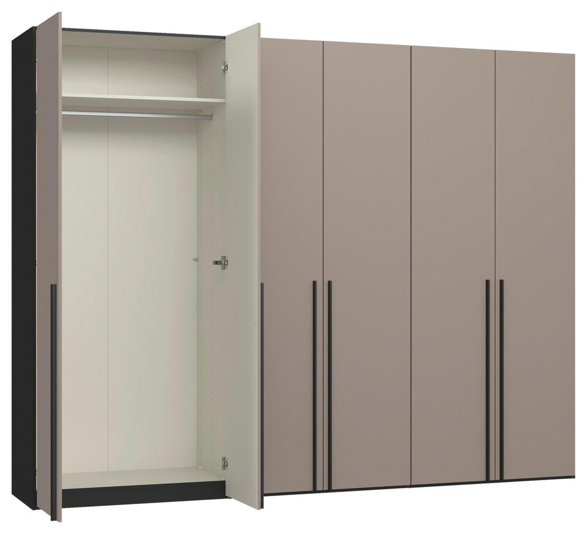 DREHTÜRENSCHRANK 303/236/59 cm,  in Schwarz, Hellbraun, 6-türig  - Hellbraun/Schwarz, Design, Glas/Holzwerkstoff (303/236/59cm) - Jutzler