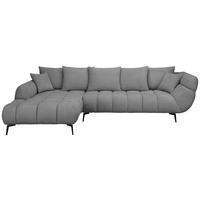 ECKSOFA Grau Bouclé Zierkissen, Rückenkissen, Rücken echt  - Schwarz/Grau, MODERN, Textil/Metall (217/318cm) - Carryhome