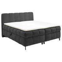 BOXBETT 180/200 cm,  in Dunkelgrau, Bettkasten, Topper, Matratzen, H2 = mittel  - Dunkelgrau/Schwarz, KONVENTIONELL, Kunststoff/Textil (180/200cm) - Hom`in