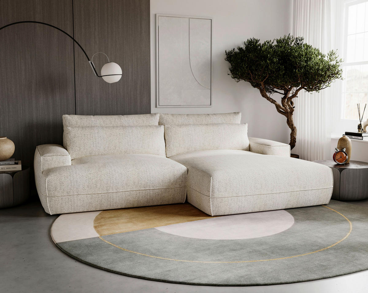 ECKSOFA Struktur Beige  - Beige/Schwarz, Design, Kunststoff/Textil (272/156cm) - Livetastic