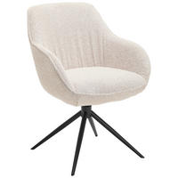 ARMLEHNSTUHL  Sitzfläche 360° drehbar, automatische Rückholfunktion Leinenoptik  Beige  - Beige/Schwarz, Design, Textil/Metall (64/84/61cm) - Novel