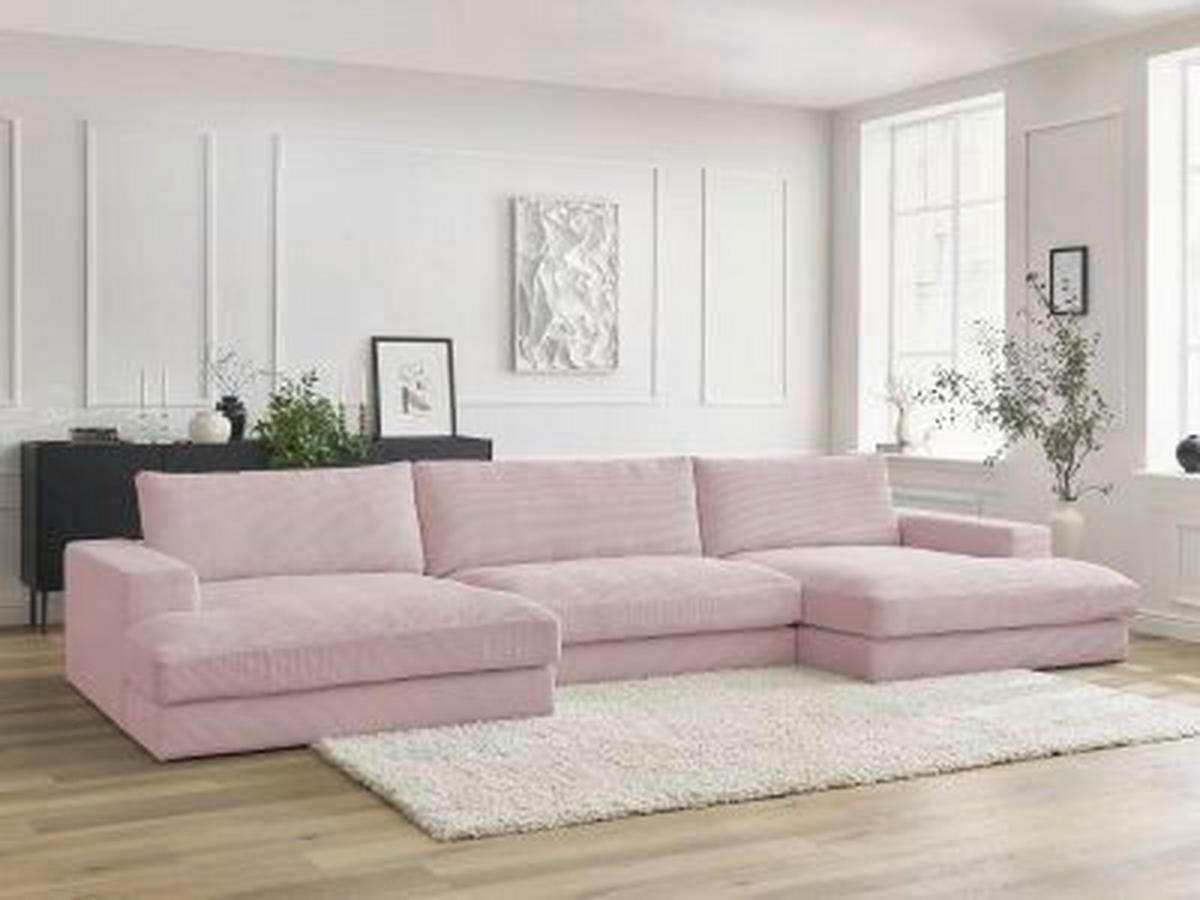 WOHNLANDSCHAFT LEONARD Lila Cord  - Lila/Schwarz, MODERN, Kunststoff/Textil (159/349/159cm)