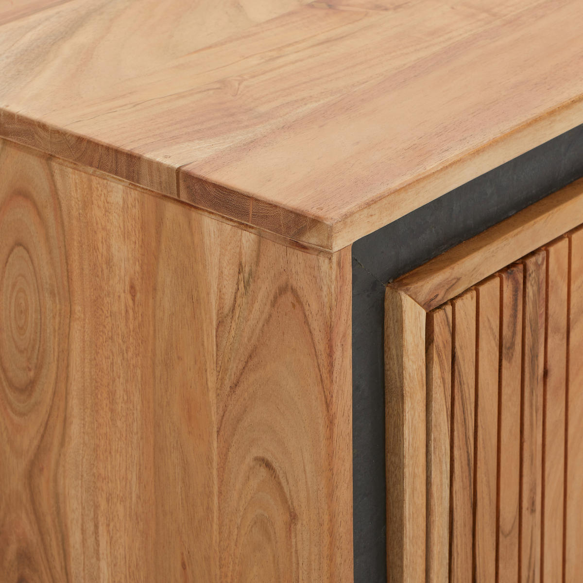 SIDEBOARD 160/80/40 cm  in Schwarz, Akaziefarben  - Schwarz/Akaziefarben, Lifestyle, Holz/Stein (160/80/40cm) - MID.YOU