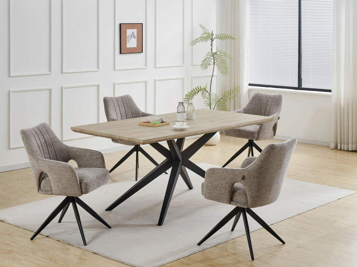 STOLICA S NASLONOM ZA RUKE  crna, taupe  drvo, metal, tekstil      - crna/taupe, Moderno, drvo/metal (57,5/85/62cm) - Livetastic