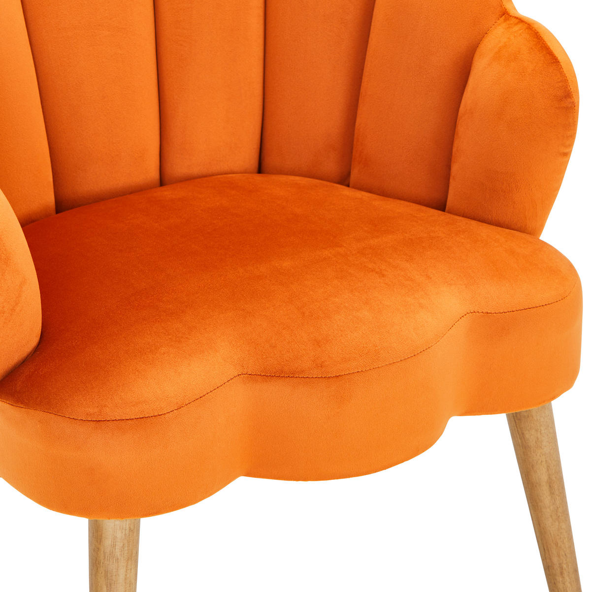 SESSEL Samt Orange, Ecru    - Ecru/Orange, Design, Holz/Textil (67/80/65cm) - MID.YOU