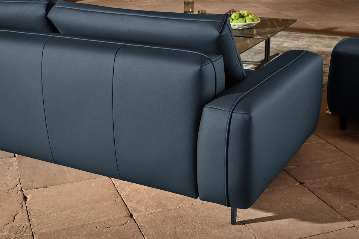 3-SITZER-SOFA  in Echtleder Blau   - Blau/Anthrazit, Design, Leder/Metall (230/70/109cm) - Johann Jakob