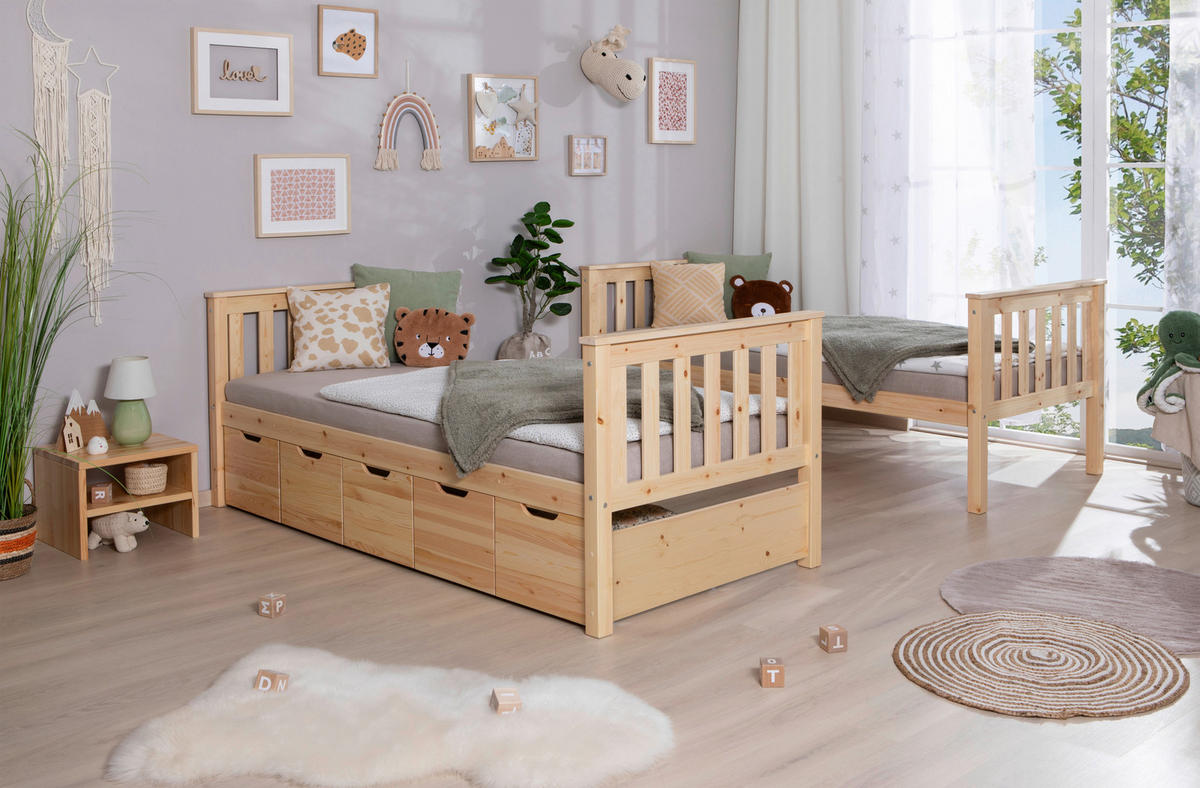 ETAGENBETT 90/200 cm Naturfarben  - Naturfarben, Modern, Holz (90/200cm) - MID.YOU