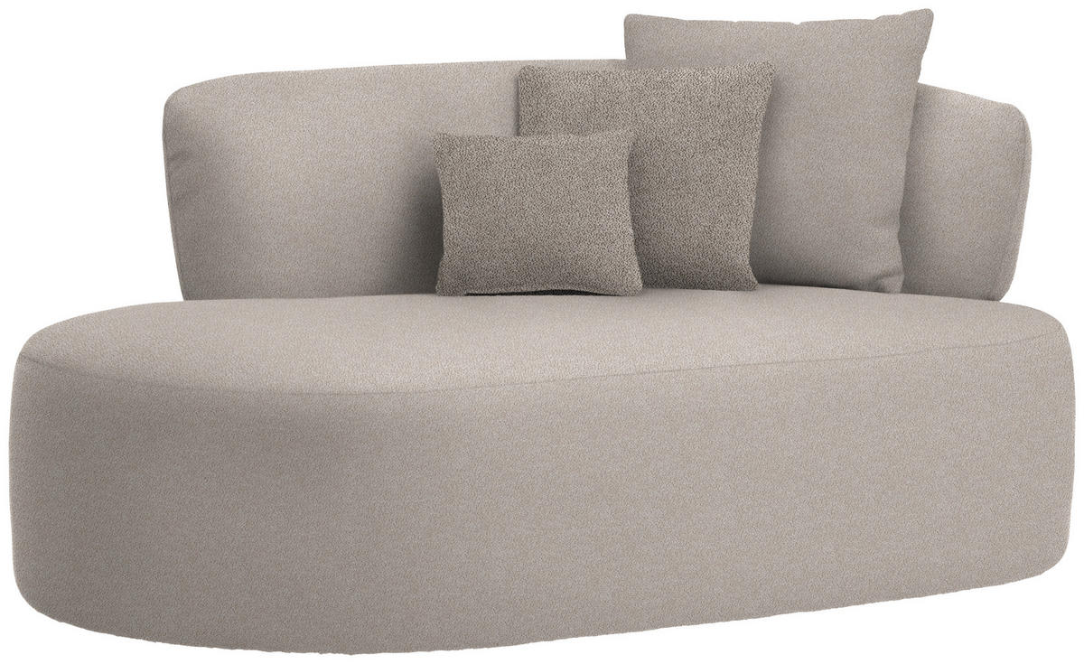 RÉCAMIERE in Plüsch Greige, Graubraun  - Greige/Graubraun, MODERN, Kunststoff/Textil (166/86/105cm) - Hom`in